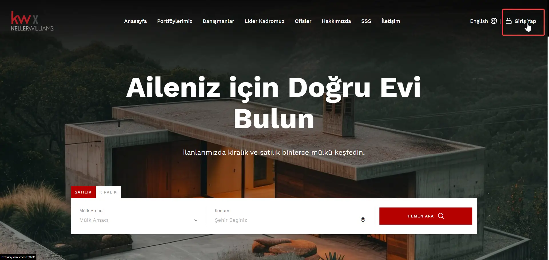 Bulunduğunuz Bölge Müdürlüğü’ne ait ilan portal sayfasını açıp “Giriş Yap” butonuna basın