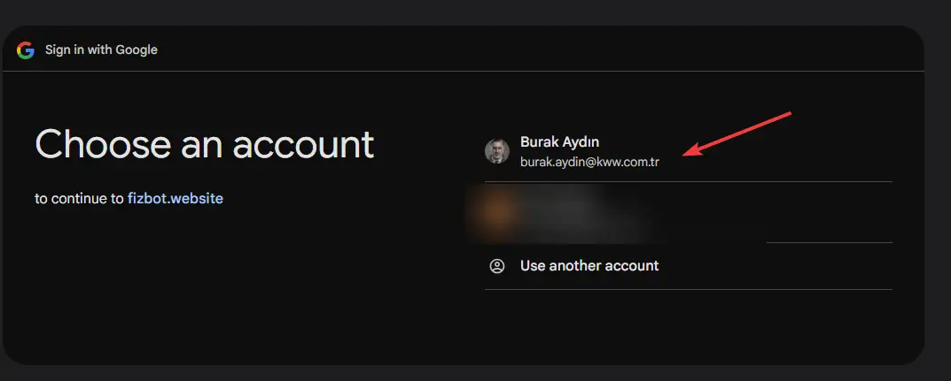 kww.com.tr mail adresinizi seçin. Eğer Google hesabınız görünmüyorsa “başka bir hesap kullan” butonuna basarak Google (kww.com.tr) hesabınıza