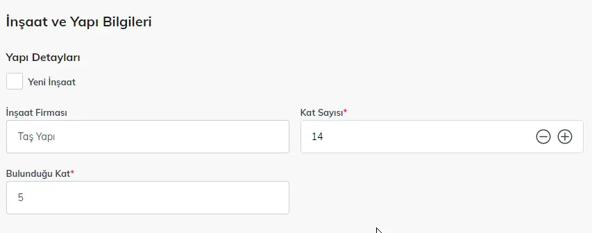 Gayrimenkulün kat sayısı ve bulunduğu kat bilgisini girin